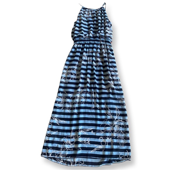 Enfocus Studio Blue Stripes Tropical Maxi Dress - Picture 3 of 4